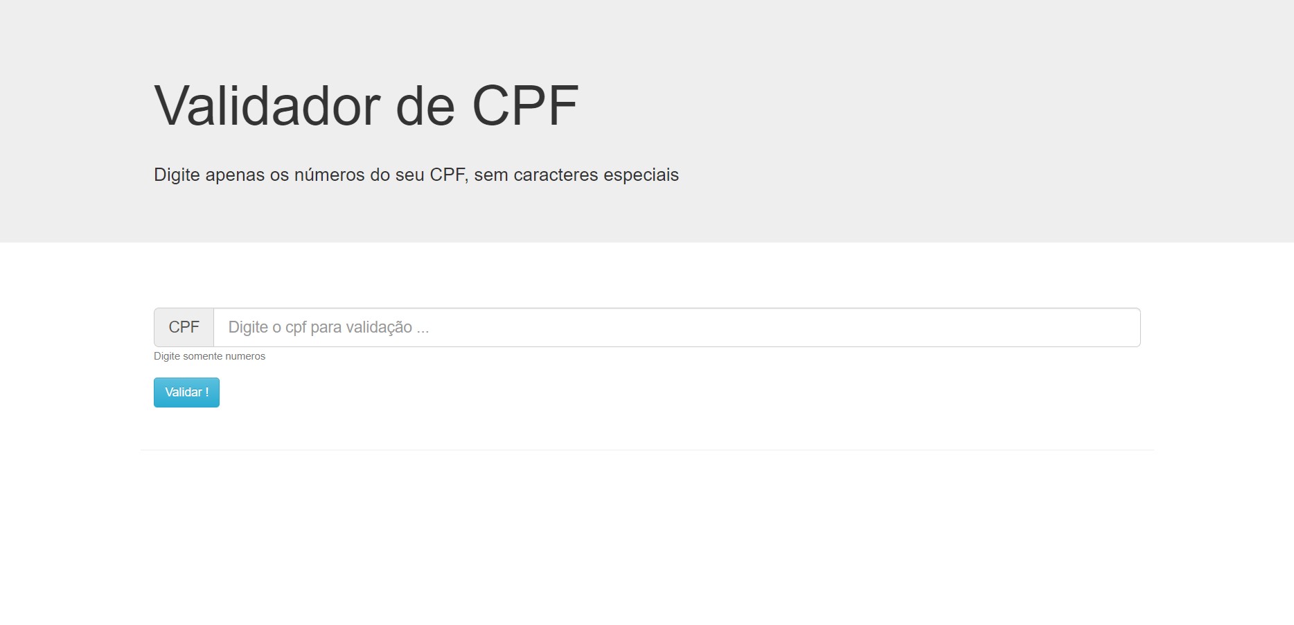 Imagem do projeto valida cpf